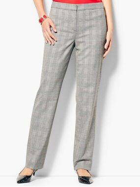 16WP Talbots Hampshire Ankle Pants. Glenn plaid B&W with a red thread pattern.